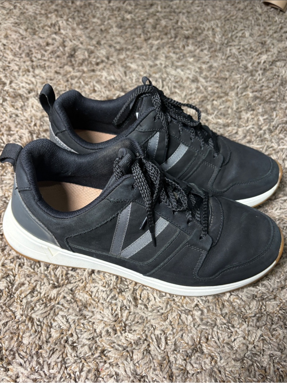 Vionic Women’s Size 8 Black Leather Lace Up Comfort Walking Sneakers Shoes
